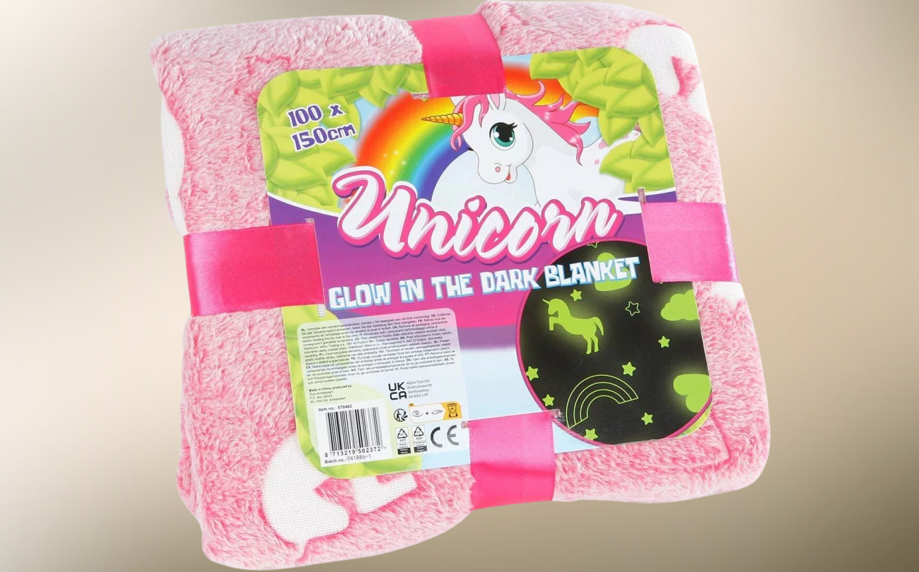 Unicorn Deken Glow In The Dark - 100x150 cm
