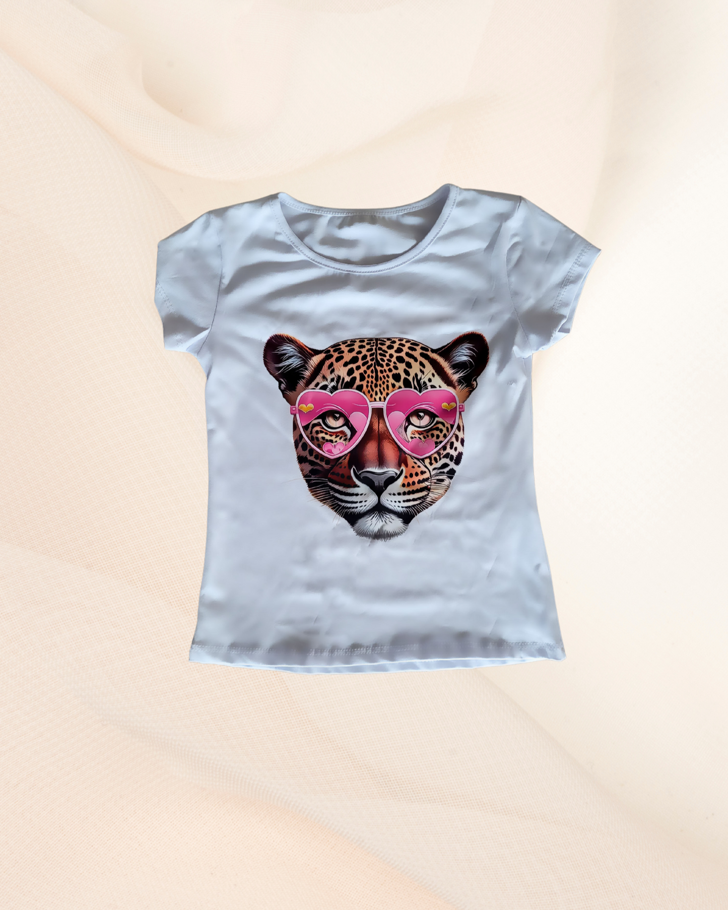 T-shirt met Panterprint en Roze Hartjesbril