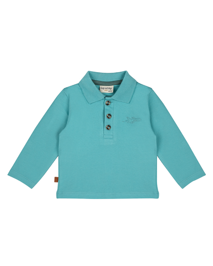 Turquoise Baby Piqué Polo met Lange Mouw Frogs & Dogs