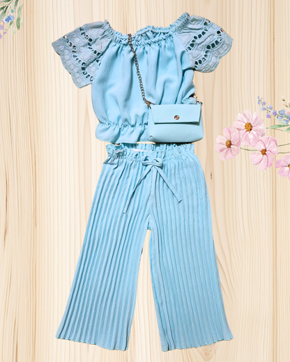 3-delig Meisjesset Flared met Tas