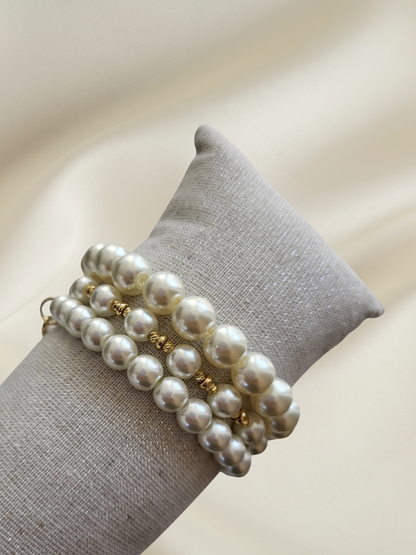 Set van 3 Witte Parelarmbanden