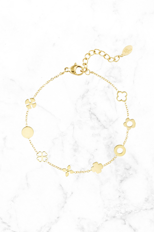 Goudkleurige Bedelarmband met Clover