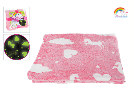 Unicorn Deken Glow In The Dark - 100x150 cm