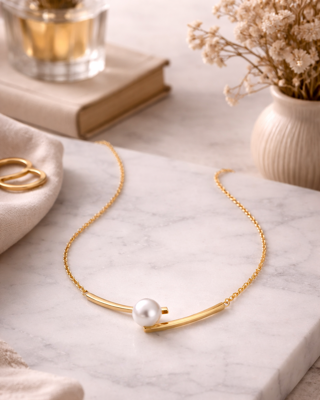 Minimalistische Gouden Ketting met Parel