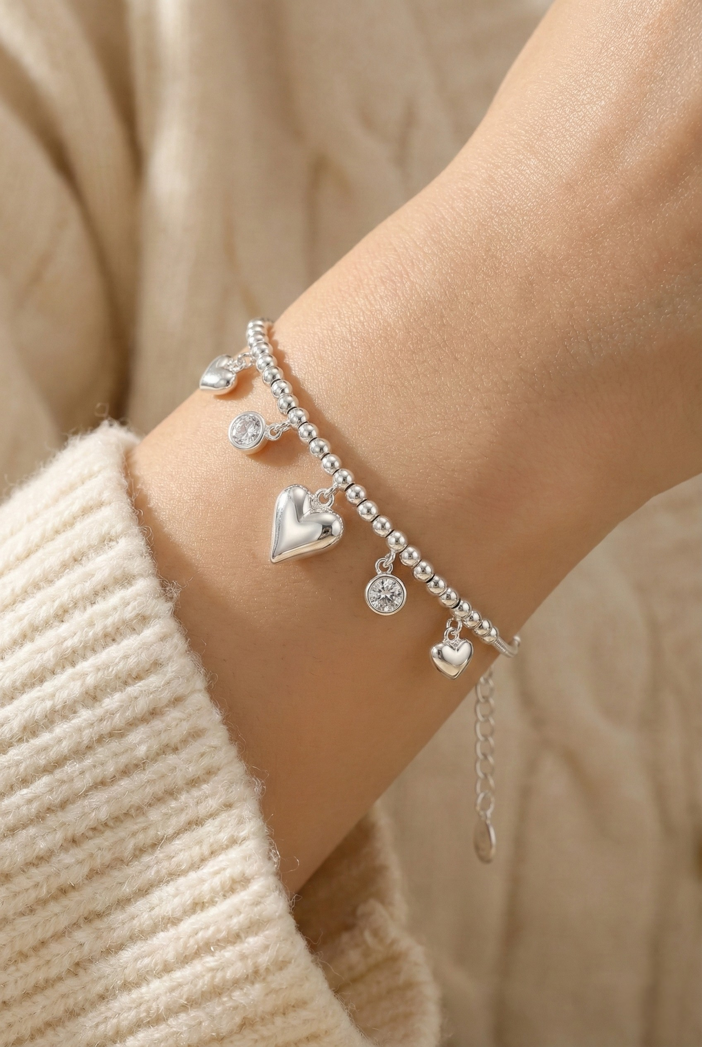 Gleaming Heart Armband Zilver