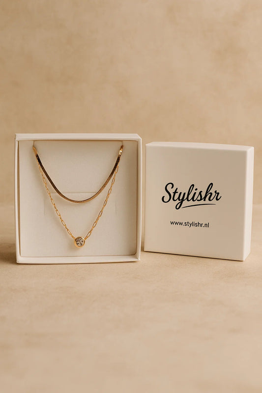 Dubbele ketting met kristal