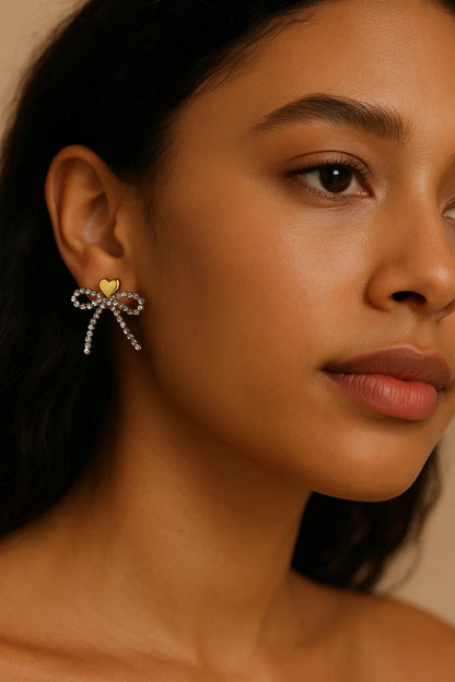 Strik Oorbellen Zilver-Goud met Hartje