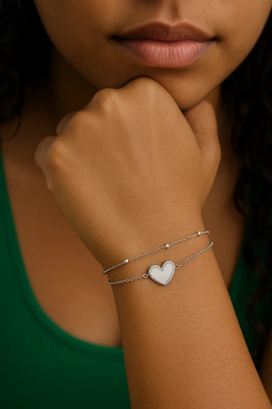 Hart armband dubbel Zilver