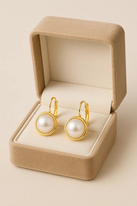 Goudkleurige Oorbellen met Parel