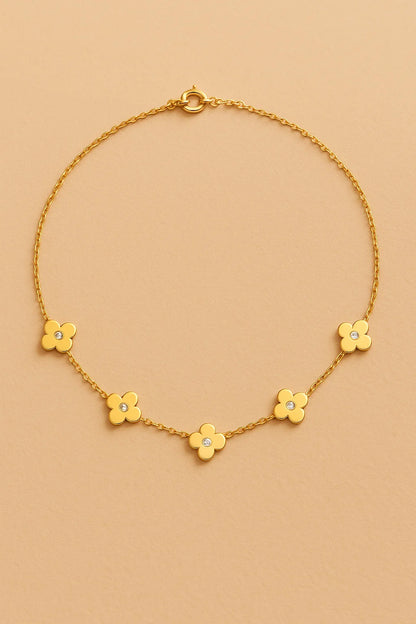 Clover Ketting Met Tsjechisch Kristal