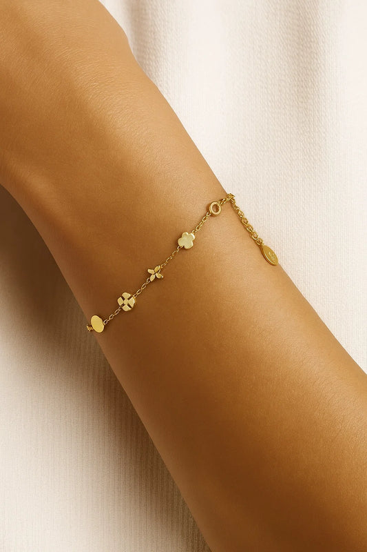 Goudkleurige Bedelarmband met Clover