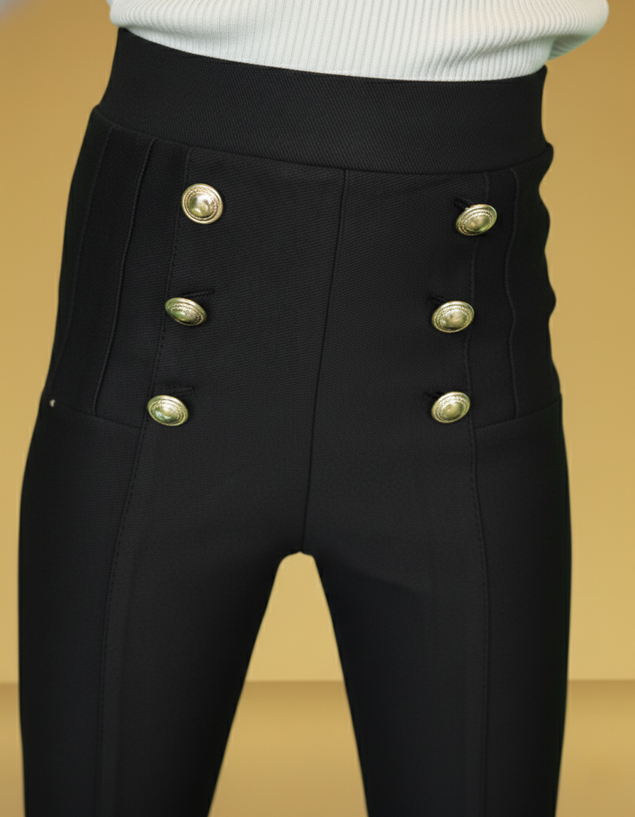 Broek High Waist Gouden Knopen