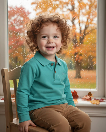 Turquoise Baby Piqué Polo met Lange Mouw Frogs & Dogs