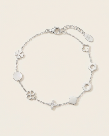 Zilverkleurige Bedelarmband met Clover
