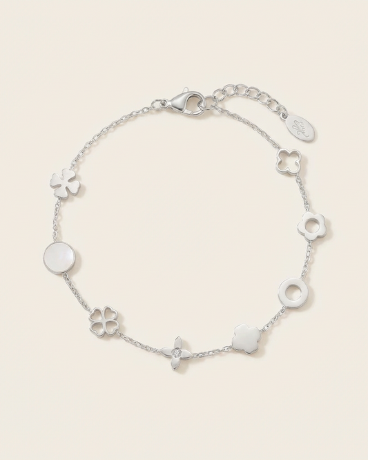 Zilverkleurige Bedelarmband met Clover