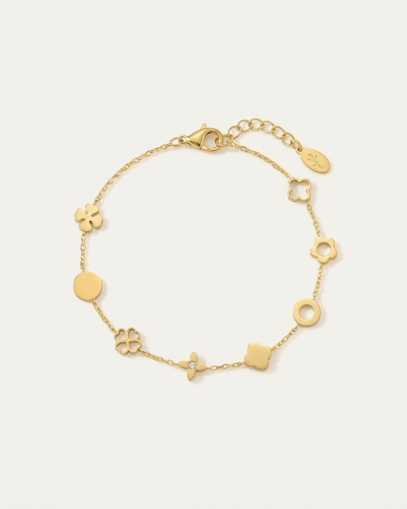 Goudkleurige Bedelarmband met Clover
