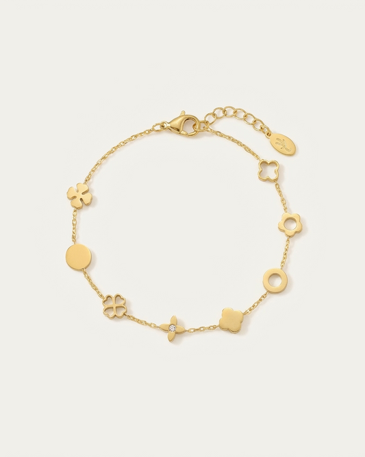 Goudkleurige Bedelarmband met Clover