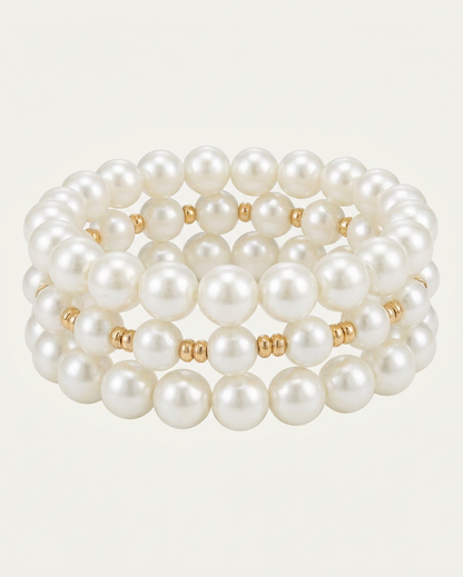 Set van 3 Witte Parelarmbanden