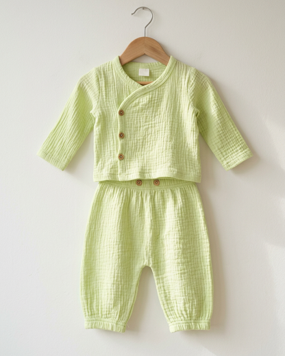 Tweedelige Baby Set|Lichtgroen|100% Hydrofiel Katoen