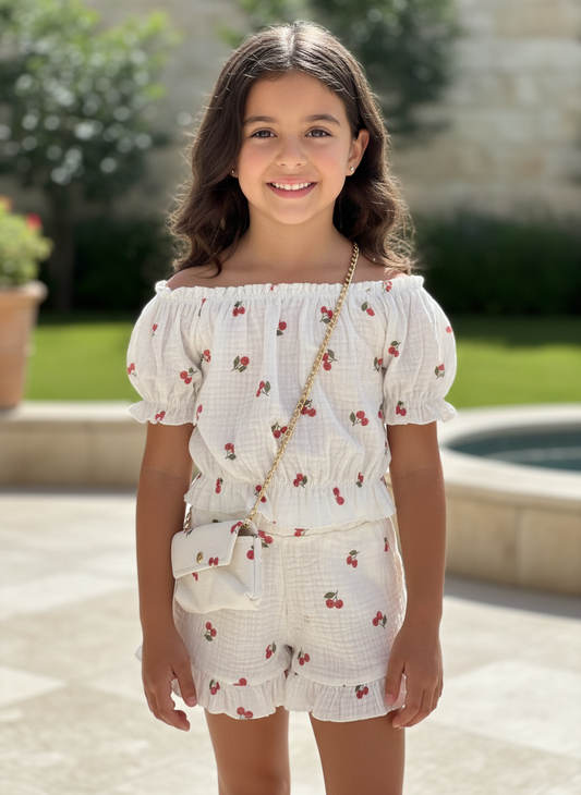 Meisjes Zomerset – Kersenprint Top en Short