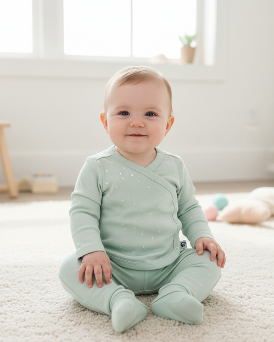 Baby Overslag Shirt Mintgroen met Stipjes van 4PRESIDENT
