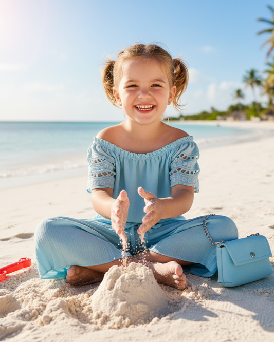 3-delig Meisjesset Flared met Tas