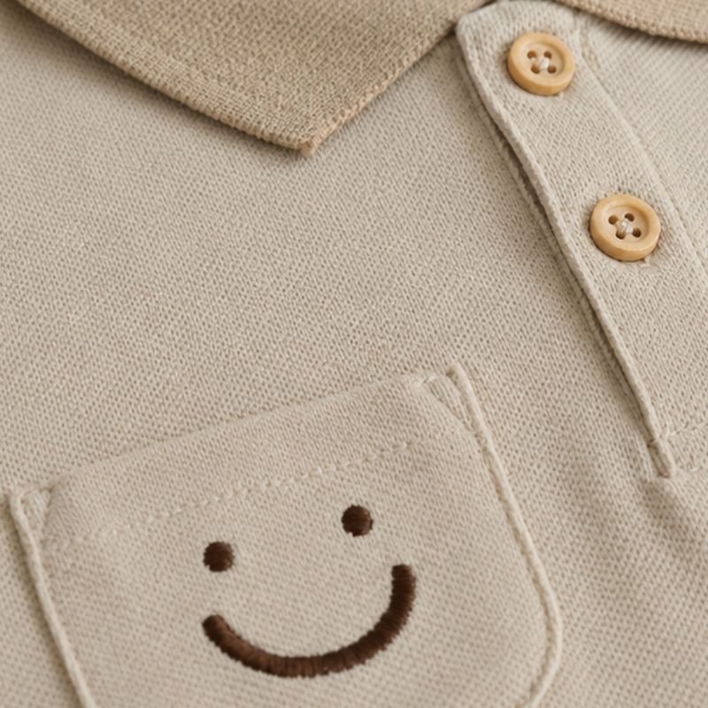 Close-up van het lachende zakje op de Babypolo smile